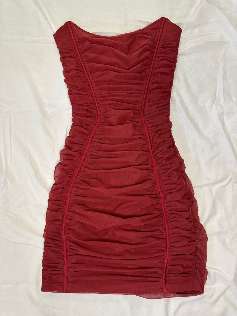 Oh Polly Strapless Ruched Bodycon Dress